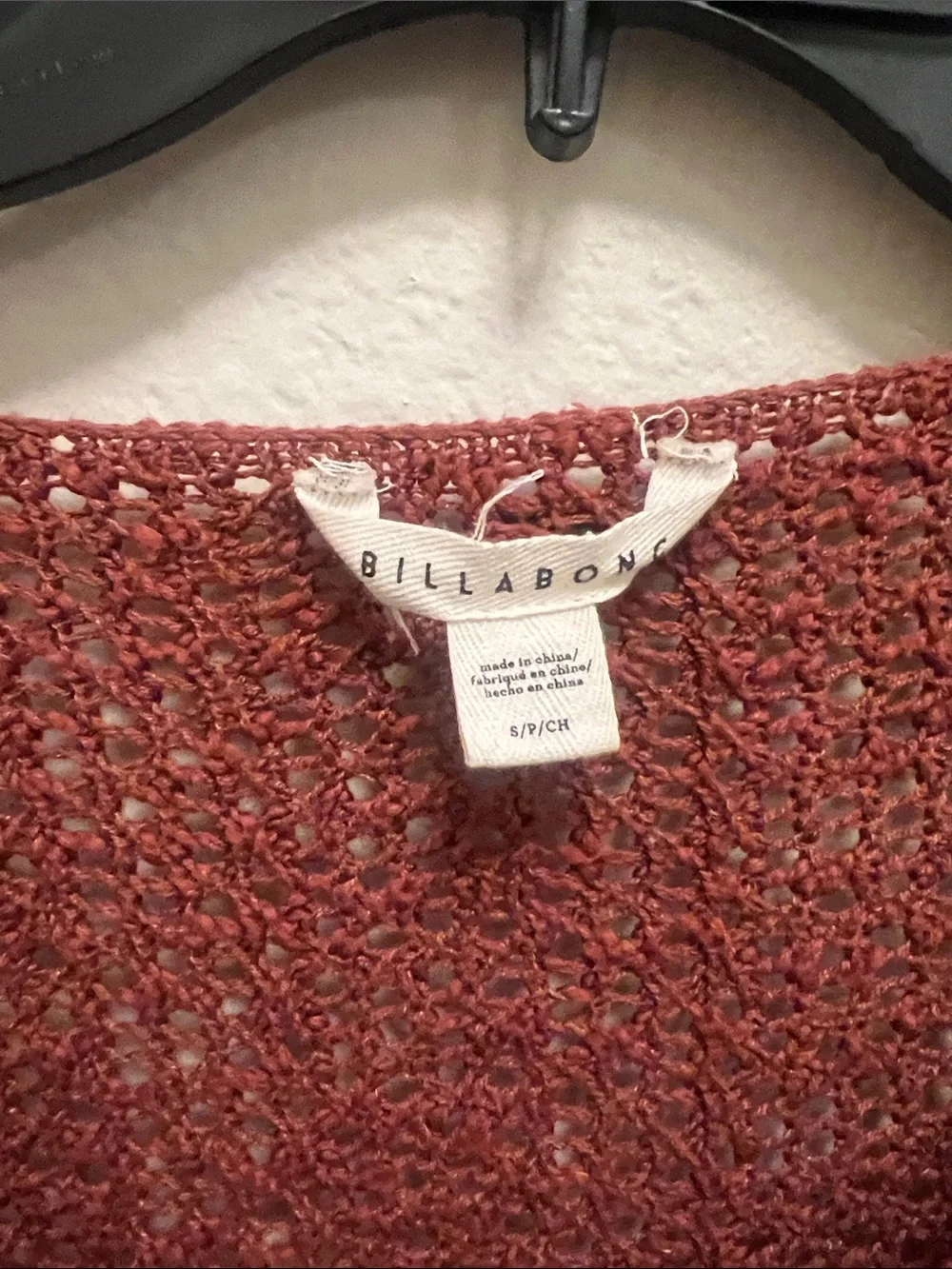 Billabong Womens Feel The Breeze chunky knit Sweater brown Sz S boho